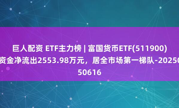 巨人配资 ETF主力榜 | 富国货币ETF(511900)主力资金净流出2553.98万元，居全市场第一梯队-20250616